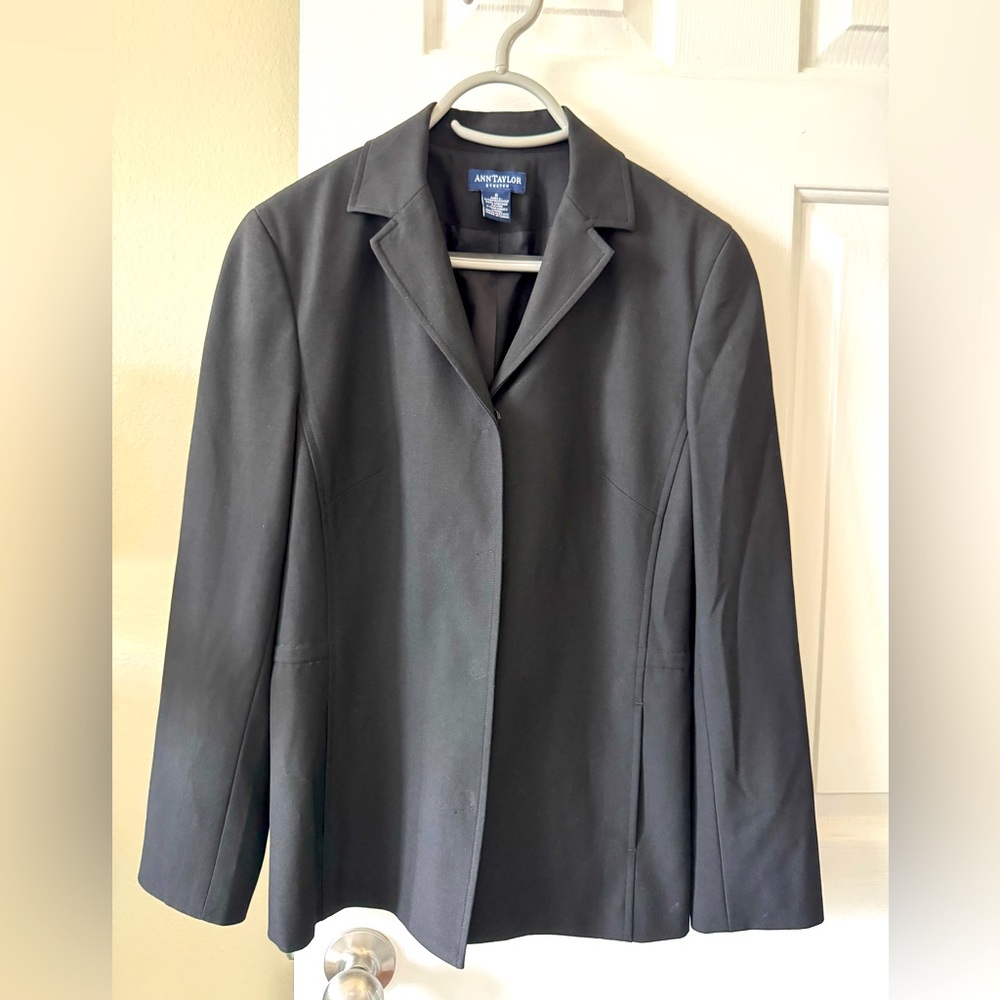 Ann Taylor jacket/blazer, 6, black, four snap front, lined NWOT